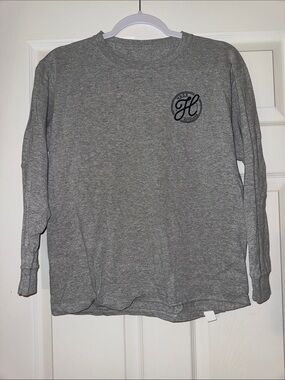 Men's Long Sleeve Heather Gray Logo Crew - H Emblem